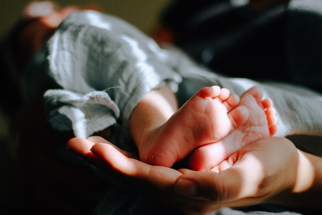 Baby feet in a blanket